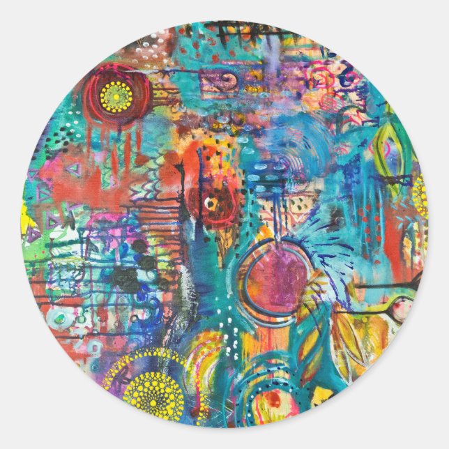 Pegatina Redonda Amor de color primario (Anverso)