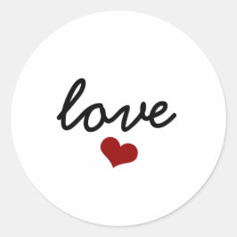Pegatina Redonda amor de corazón rojo