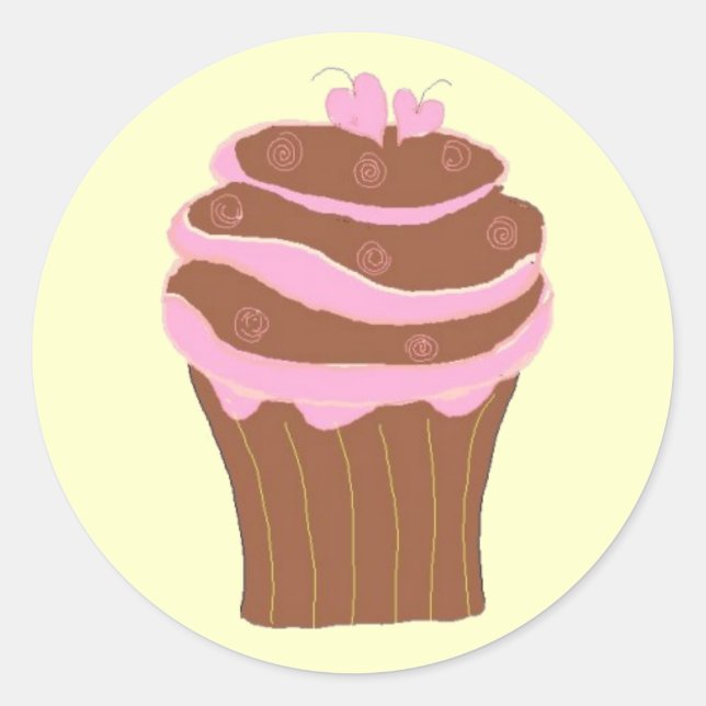 Pegatina Redonda Amor de Cupcake (Anverso)
