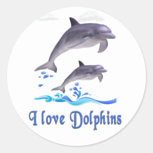 Pegatina Redonda Amor de delfines