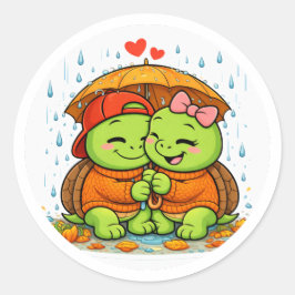 Pegatina Redonda Amor de Día Lluvioso
