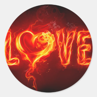 Pegatina Redonda amor de fuego