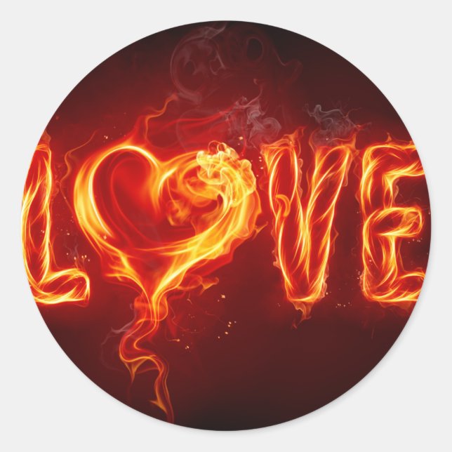 Pegatina Redonda amor de fuego (Anverso)
