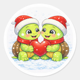 Pegatina Redonda Amor de Gorro de Navidad