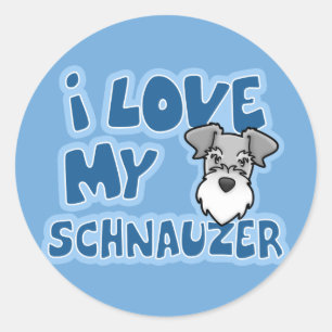 Pegatina Redonda Amor de Kawaii I mi Schnauzer