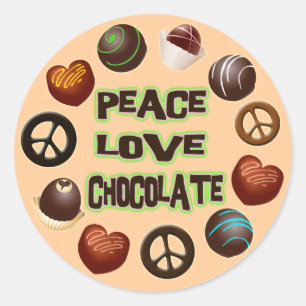 PEGATINA REDONDA AMOR DE LA PAZ CHOCOLATE