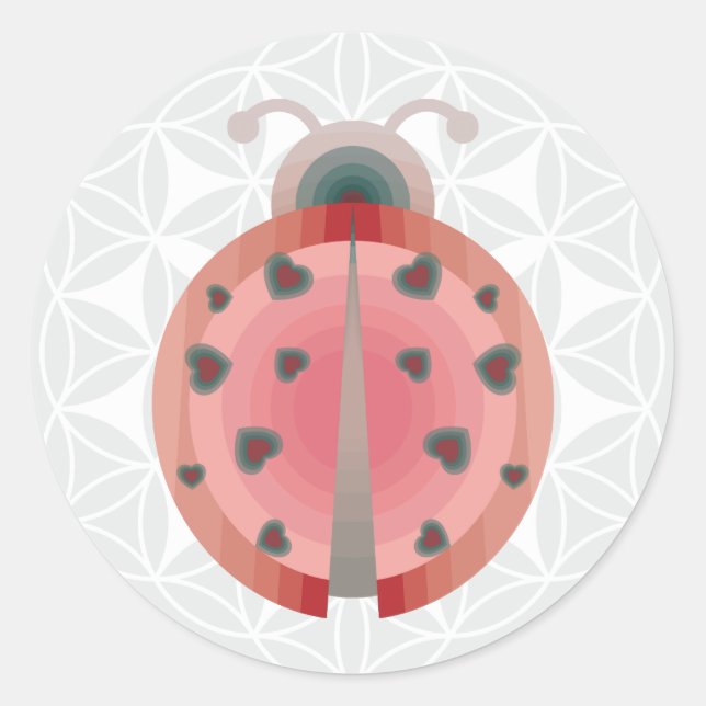 Pegatina Redonda amor de ladybug (Anverso)