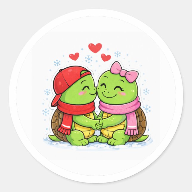 Pegatina Redonda Amor de Navidad para Siempre (Anverso)