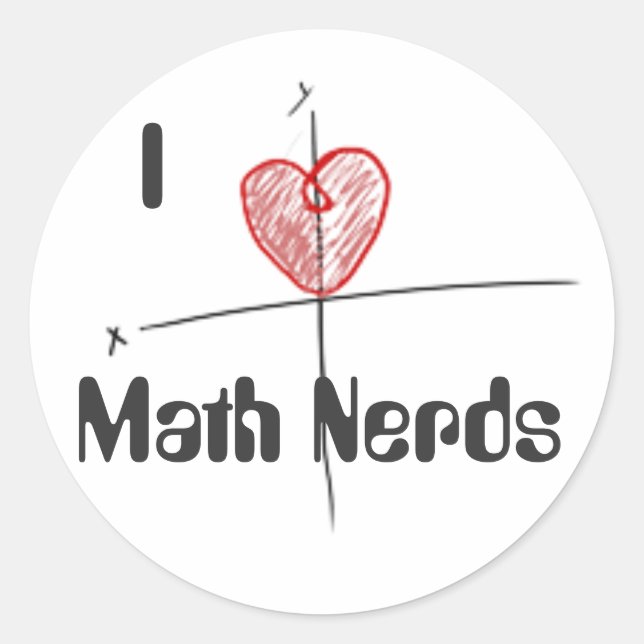 Pegatina Redonda Amor de nerd de matemáticas cartioides (Anverso)