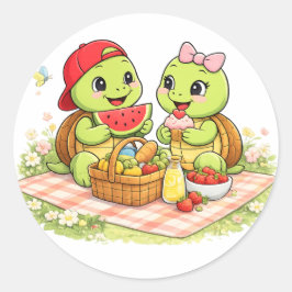 Pegatina Redonda Amor de picnic