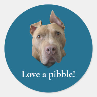 Pegatina Redonda Amor de Pit Bull a Pibble