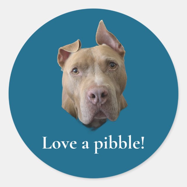 Pegatina Redonda Amor de Pit Bull a Pibble (Anverso)
