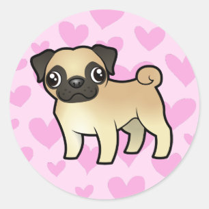 Pegatina Redonda Amor de pug