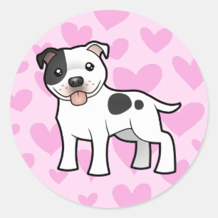 Pegatina Redonda Amor de Staffordshire bull terrier