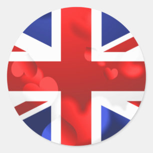 Pegatina Redonda Amor de Union Jack