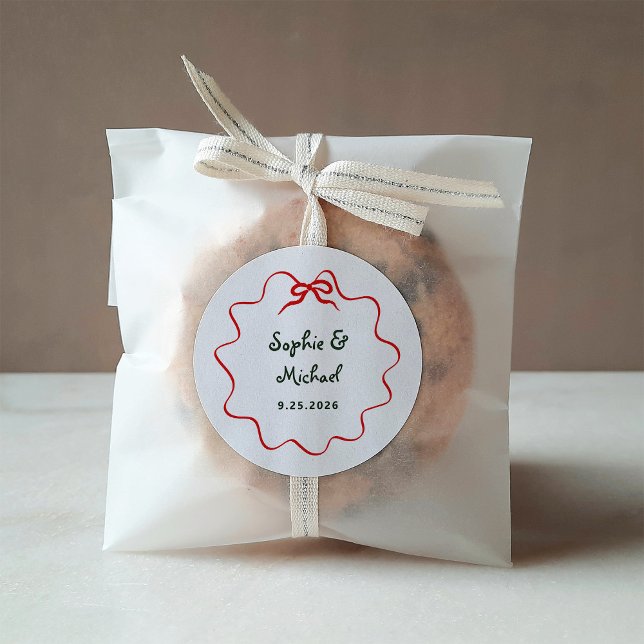 Pegatina Redonda Amor de vacaciones | Boda de Bow francés ilustrado (Subido por el creador)