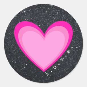 Pegatina Redonda Amor del corazón rosado