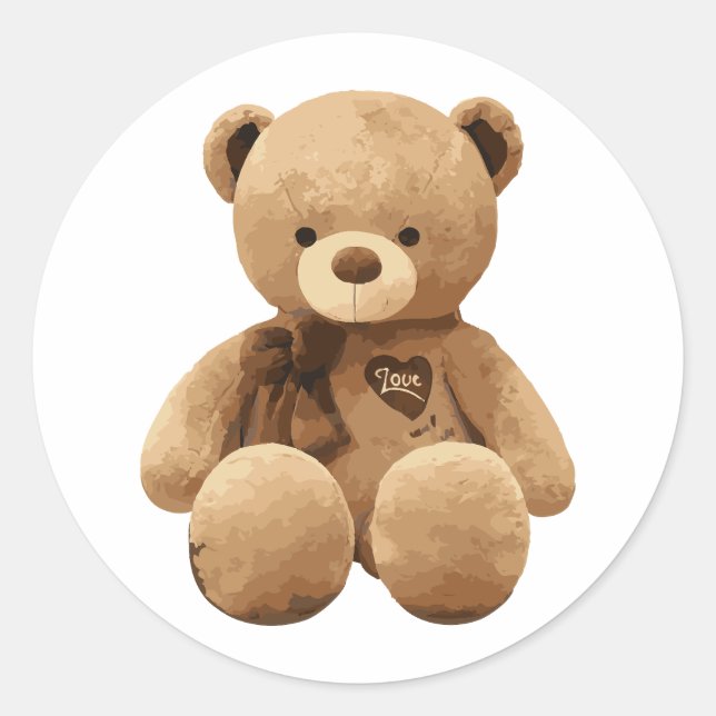 Pegatina Redonda Amor del oso (Anverso)