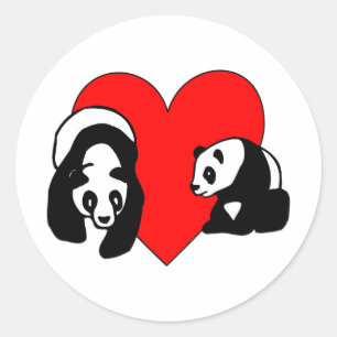 Pegatina Redonda Amor del oso de panda