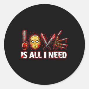 Pegatina Redonda Amor divertido de terror es todo lo que necesito S