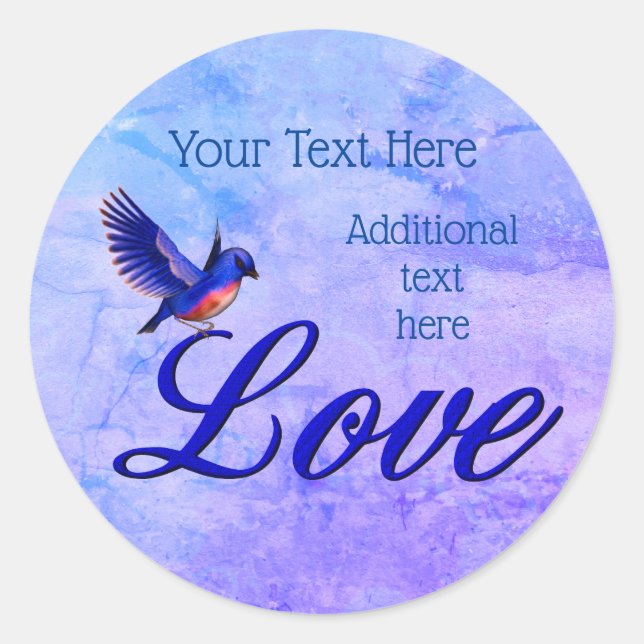 Pegatina Redonda Amor elegante Bluebird personalizado (Anverso)