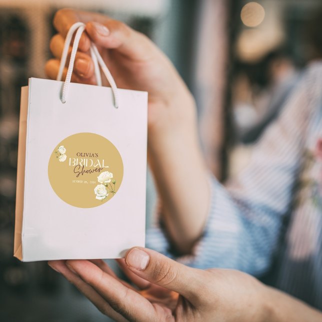 Pegatina Redonda Amor en Flor con Rosa Blanca Fiesta de Despedida d (Subido por el creador)
