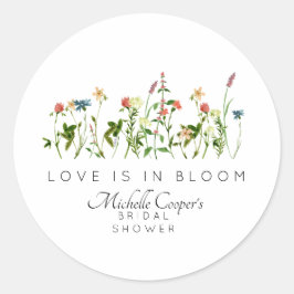 Pegatina Redonda Amor en Flor Fiesta de Despedida de Soltera