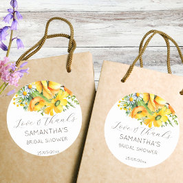 Pegatina Redonda Amor en flor primavera verano ducha de novia favor