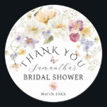 Pegatina Redonda Amor en flor Wildflower Rustic Bridal Shower<br><div class="desc">Amor en flor Wildflower Rustic Bridal Shower</div>