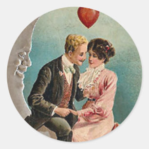 Pegatina Redonda Amor en la luna