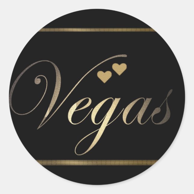 Pegatina Redonda Amor en Las Vegas (Anverso)