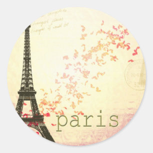 Pegatina Redonda Amor en París
