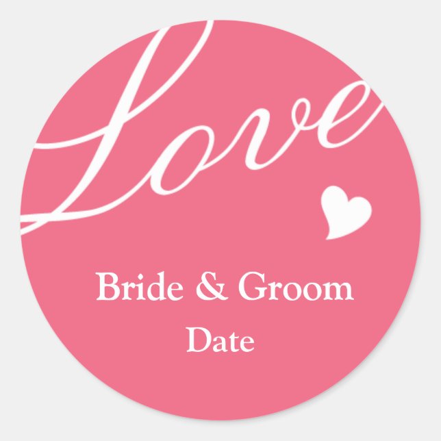 Pegatina Redonda Amor en rosa (Anverso)