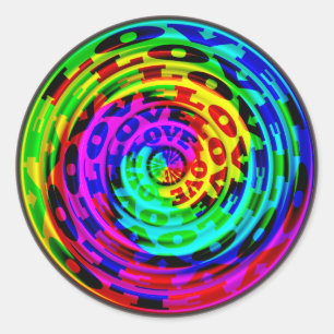 Pegatina Redonda Amor en una poder de pintura