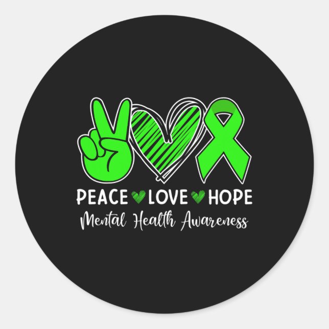 Pegatina Redonda Amor Esperanza - Mes de Concienciación sobre Salud (Anverso)