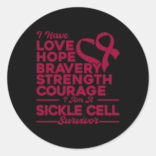 Pegatina Redonda Amor Esperanza Valiente Fuerza Celda Ansia