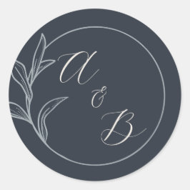 Pegatina Redonda Amor eterno | Azul profundo | Invitación de boda