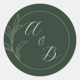 Pegatina Redonda Amor eterno | Verde oscuro | Invitación de boda