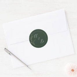 Pegatina Redonda Amor eterno | Verde oscuro | Invitación de boda