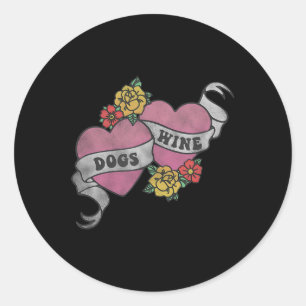 Pegatina Redonda Amor Explícito Para Perros Y Tatuaje De Vino Estil