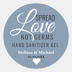 Pegatina Redonda Amor extendido no gérmenes boda sanitizer favor az