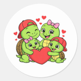 Pegatina Redonda Amor Familiar Corazón