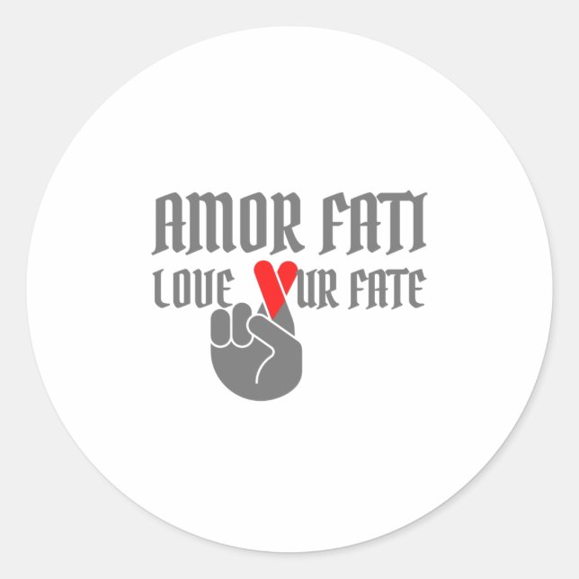 Pegatina Redonda Amor Fati - Ama Nuestro Destino - Dedos cruzados (Anverso)