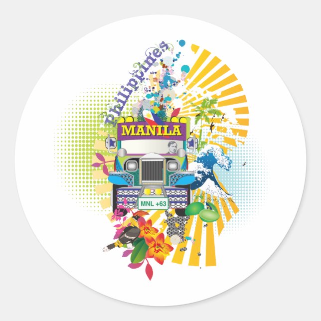 Pegatina Redonda Amor, Filipinas (Anverso)
