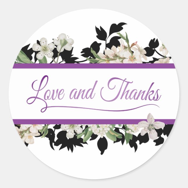 Pegatina Redonda Amor floral y gracias (Anverso)