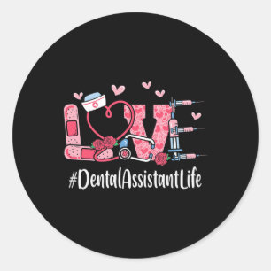 Pegatina Redonda Amor instantáneo dental día de San Valentín mujere