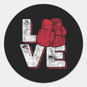 Pegatina Redonda Amor - Kickboxer Kickboxing Fitness Entrenamiento 