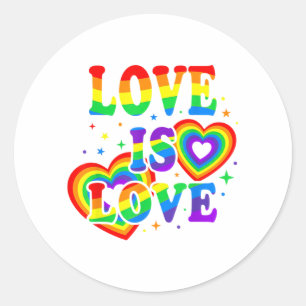 Pegatina Redonda Amor LGBTQ es Amor Orgullo Gay Bandera de Arcoíris