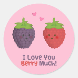 Pegatina Redonda Amor lindo Berry Mucho Humor Pun