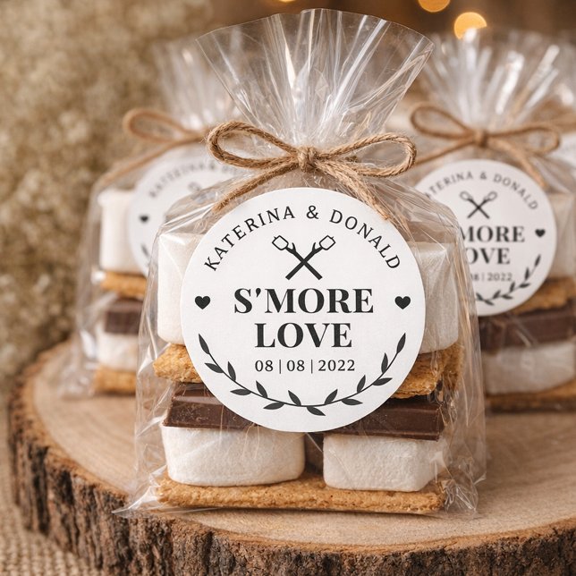 Pegatina Redonda Amor moderno de S'more para bodas (Subido por el creador)